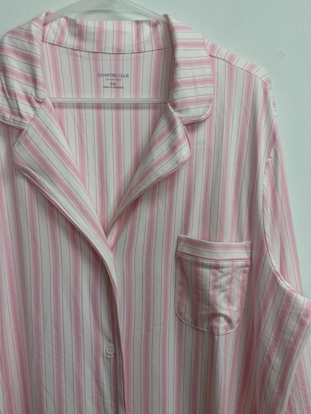 Charter Club Nightgown Womens XXL Pink White Long Sleeve Sleep Shirt Pajamas NWT